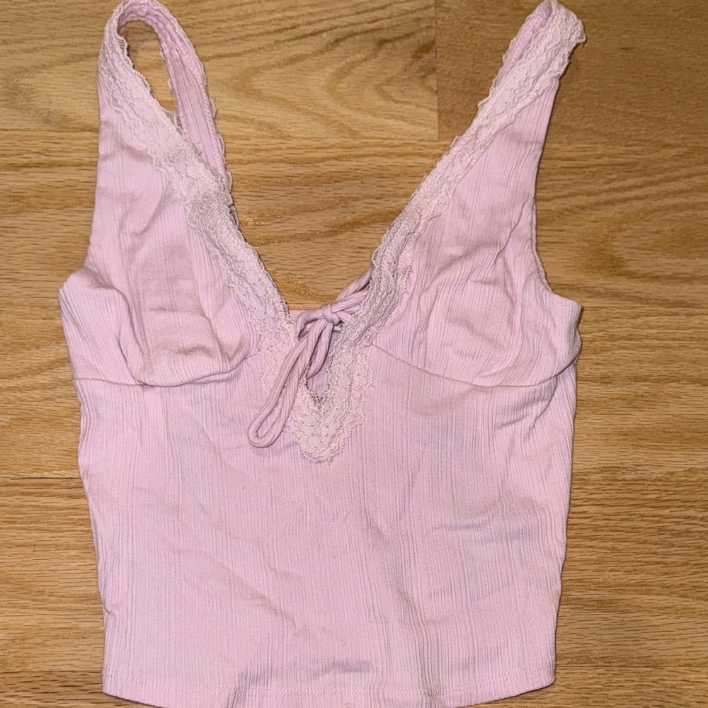 Garage Light Pink Lace Crop Top